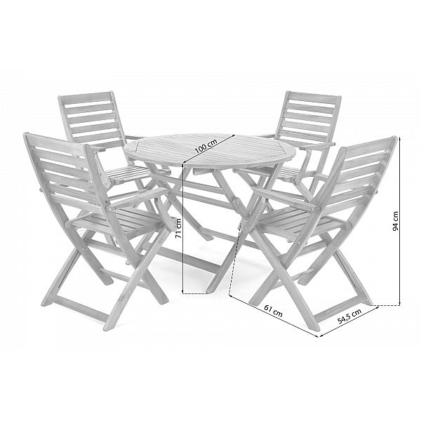 Дерев'яні садові меблі Acacia Round Cross 4+1