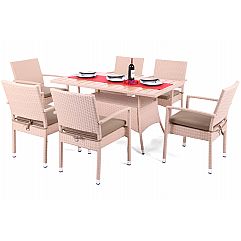 Меблі Doris Elegant Beige 6+1 з техноратанга з подушками