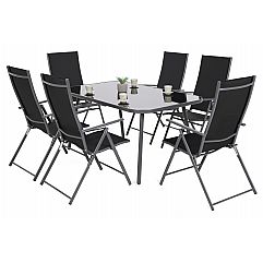 Садовая металлическая мебель Casablanca 145 см Grey / Black 6+1
