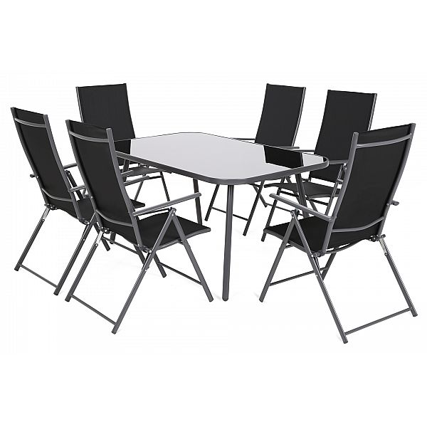 Садовая металлическая мебель Casablanca 145 см Grey / Black 6+1