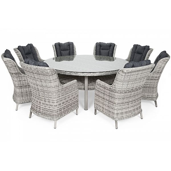 Садові меблі з техноротангу Bristol Round Elegant 180 см Light Grey / Grey Melange 8+1
