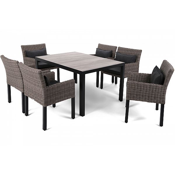 Алюмінієві садові меблі Капрі 145 см Чорний / Світло-Сірий Капрі Коричневий / Сірий 6+1