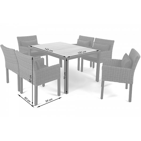 Алюмінієві садові меблі Капрі 145 см Чорний / Світло-Сірий Капрі Коричневий / Сірий 6+1