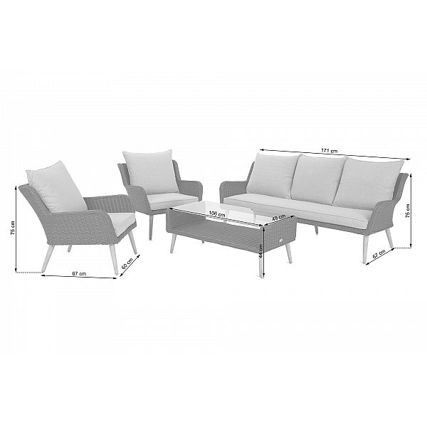 Садові меблі з техноратангу Almeria Grey / Grey Melange