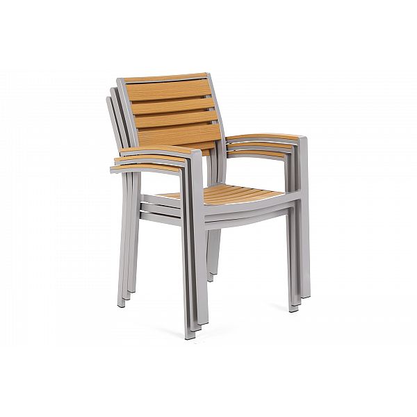 Алюмінієві садові меблі Lorenzo Silver / Teak 6+1