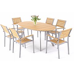 Алюмінієві садові меблі Lorenzo Silver / Teak 6+1