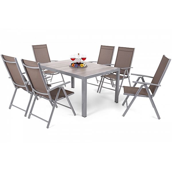 Алюмінієві садові меблі Capri 145 см Silver / Light Grey Ibiza Basic Silver / Taupe 6+1