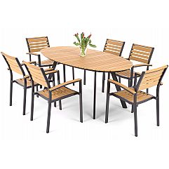 Алюмінієві садові меблі Lorenzo Black / Teak 6+1