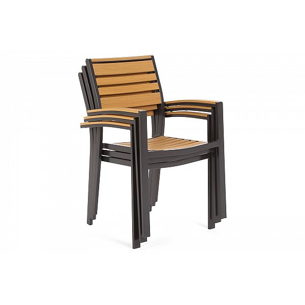 Алюмінієві садові меблі Lorenzo Black / Teak 6+1