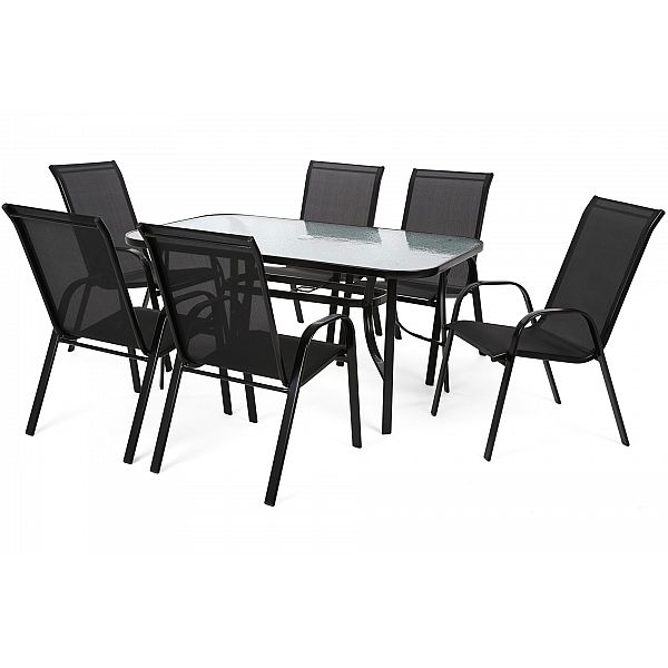 Металлическая садовая мебель Sevilla 150 см Черный/Черный 6+1