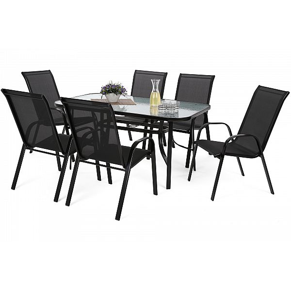 Садові меблі Sevilla металеві 150 см Black / Black 6+1