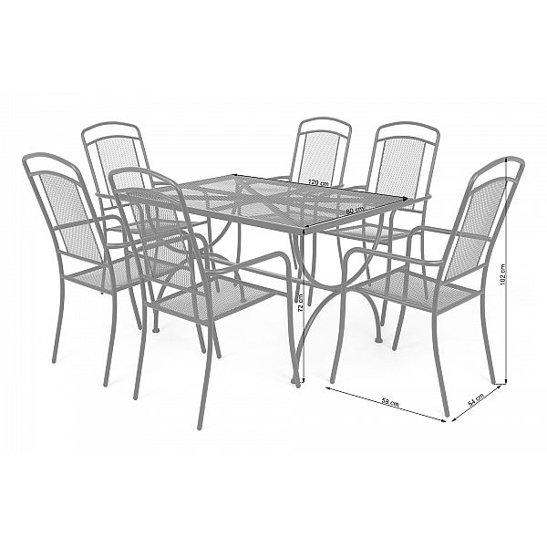 Металеві садові меблі Venezia 6+1 Grey