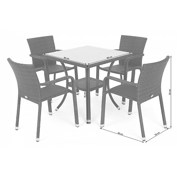 Садові меблі з техноротангу Sumba Square Brown 4+1