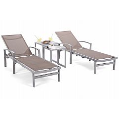 Набір садових лежаків Caravela Silver / Taupe з комплектом столиків Cuba Silver