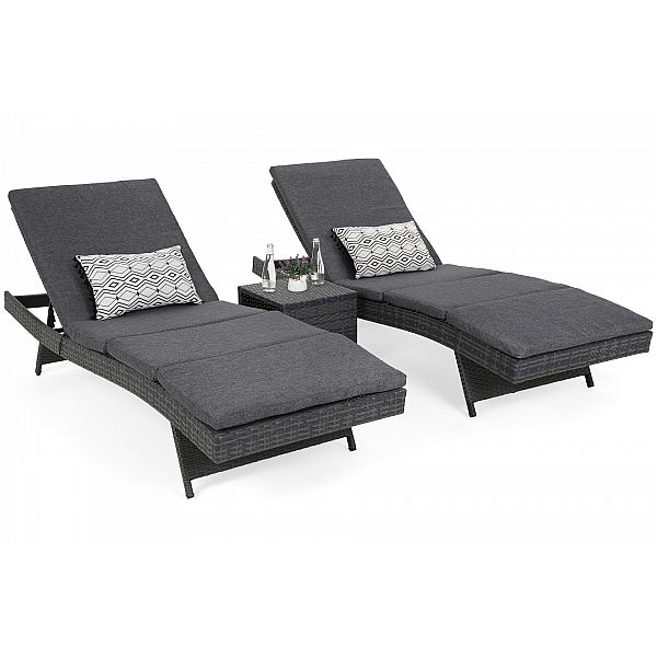 Набір садових шезлонгів  Bora Bora Grey / Grey Melange з техноротанга зі столиком