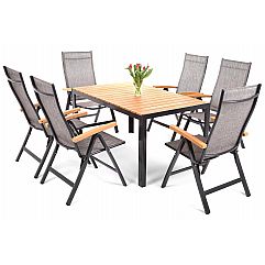 Алюмінієві садові меблі Florence Black / Teak 6+1