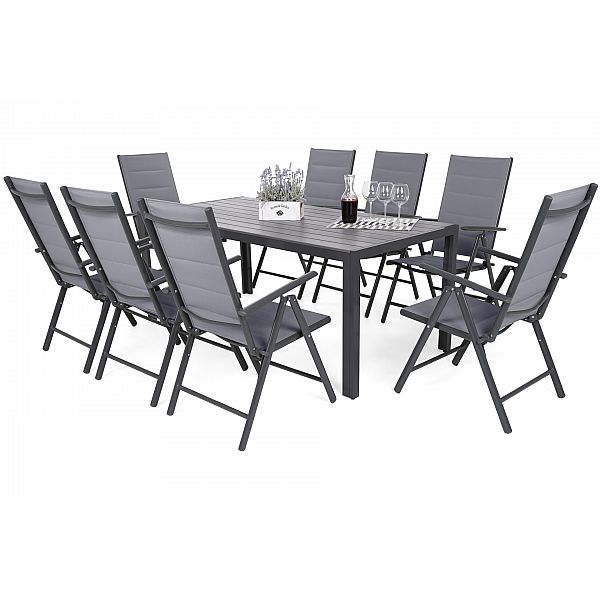 Алюмінієві садові меблі Ibiza 185 см Grey / Window Grey 8+1