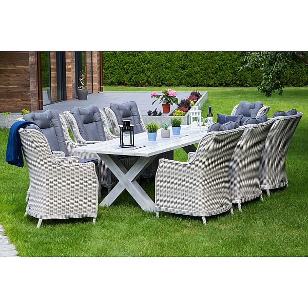 Садові меблі з техноротангу Bristol 230 см White / Grey 8+1