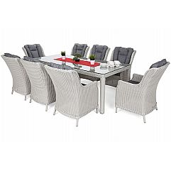 Садові меблі з техноротангу Bristol 230 см White / Grey 8+1