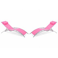 Набір садових лежаків Aruba Silver/Pink з алюмінію