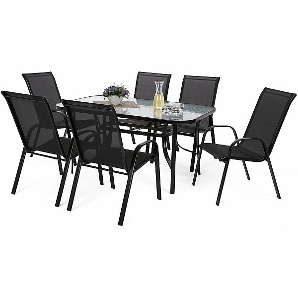 Садові меблі Sevilla металеві 145 см Black / Black 6+1