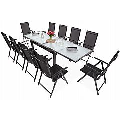 Алюмінієві садові меблі Orlando Basic Black / Black 10+1