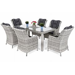 Садові меблі з техноротангу Bristol 180 см Light Grey / Grey Melange 6+1