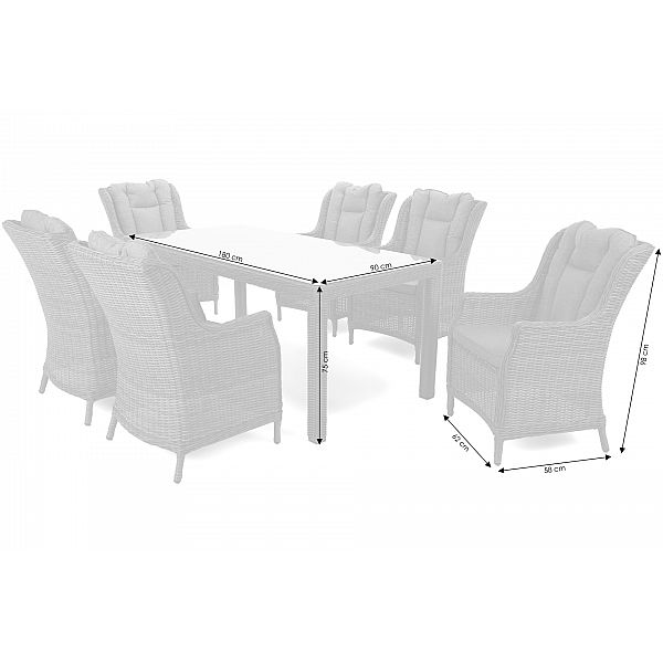 Садові меблі з техноротангу Bristol 180 см Light Grey / Grey Melange 6+1