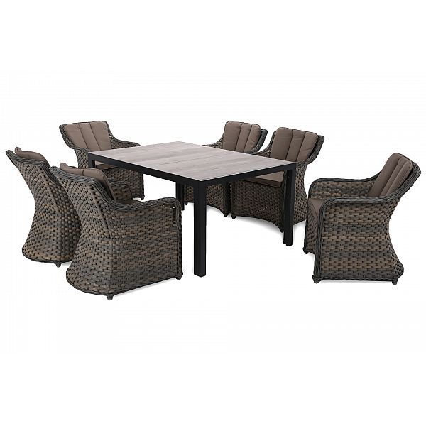 Алюмінієві садові меблі Capri 145 см Black / Light Grey Dallas Brown / Taupe 6+1