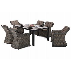 Алюмінієві садові меблі Capri 145 см Black / Light Grey Dallas Brown / Taupe 6+1..