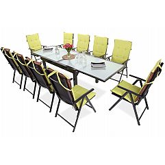 Алюмінієві садові меблі Orlando Basic Black / Black 10+1 з подушками Barbados 10..