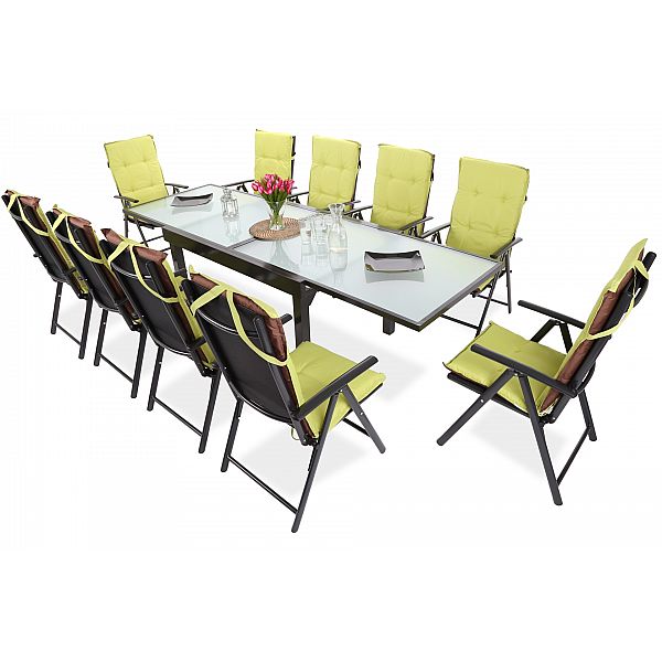 Алюмінієві садові меблі Orlando Basic Black / Black 10+1 з подушками Barbados 10