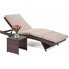 Садовий шезлонг із столиком з техноротангу Bora Bora Brown / Taupe