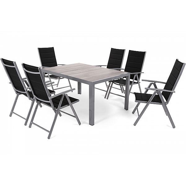 Алюмінієві садові меблі Capri 145 см Silver / Light Grey Ibiza Silver / Black 6+1