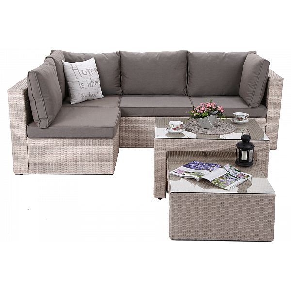 Садовий диван Milano Coffee Beige / Beige Melange з техноротангу