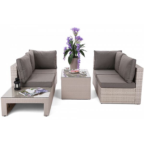 Садовий диван Milano Coffee Beige / Beige Melange з техноротангу