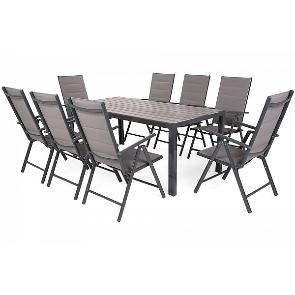 Алюмінієві садові меблі Ibiza 185 см Grey / Platinum Grey 8+1