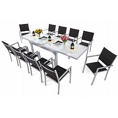 Алюмінієві садові меблі Orlando Silver / Black 10+1