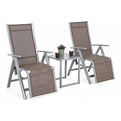 Набір садових стільців Ibiza Relax Silver / Taupe зі столиком Cuba Silver