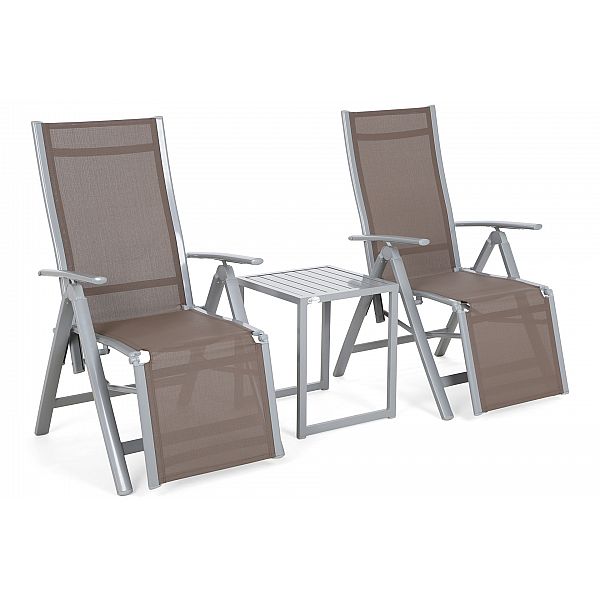 Набір садових стільців Ibiza Relax Silver / Taupe зі столиком Cuba Silver