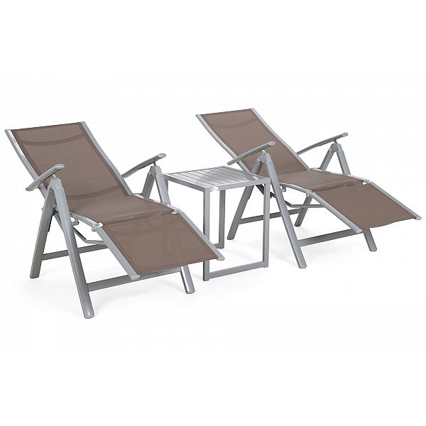 Набір садових стільців Ibiza Relax Silver / Taupe зі столиком Cuba Silver