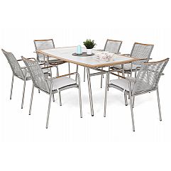 Алюмінієві садові меблі Genua Silver / Grey 6+1
