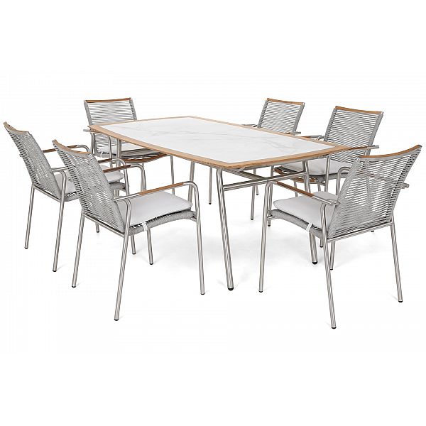 Алюмінієві садові меблі Genua Silver / Grey 6+1