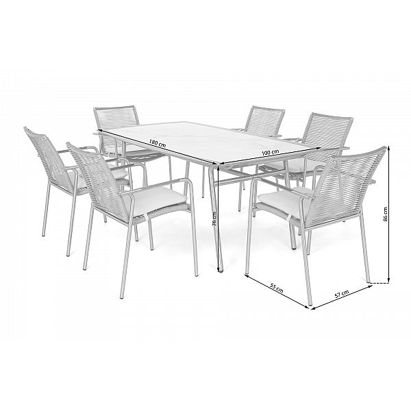 Алюмінієві садові меблі Genua Silver / Grey 6+1