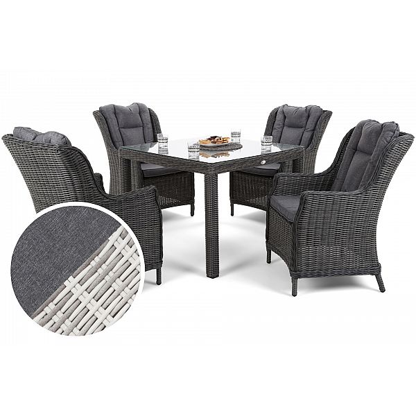 Садові меблі з техноратанга Bristol Square Light Grey / Grey Melange 4+1