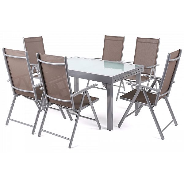 Алюмінієві садові меблі Orlando Basic Silver / Taupe 6+1