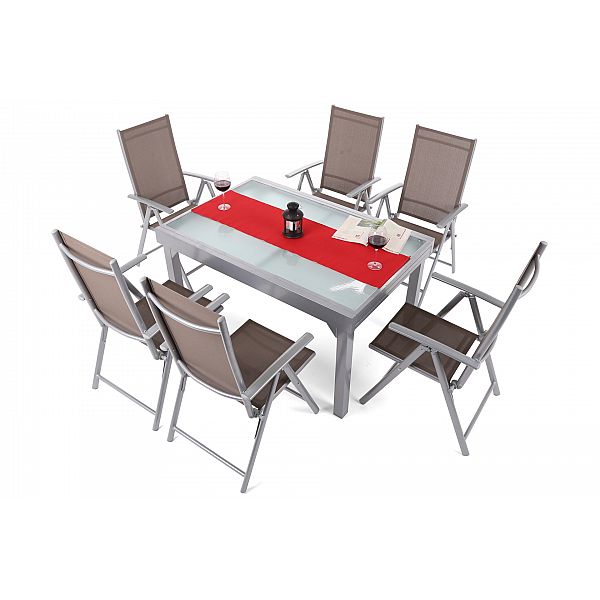 Алюмінієві садові меблі Orlando Basic Silver / Taupe 6+1