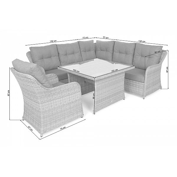 Кутовий садовий диван з техноротангу Bergamo Grey / Grey Melange