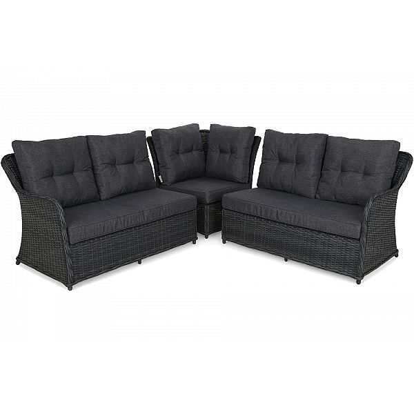 Кутовий садовий диван з техноротангу Bergamo Grey / Grey Melange