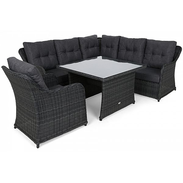 Кутовий садовий диван з техноротангу Bergamo Grey / Grey Melange